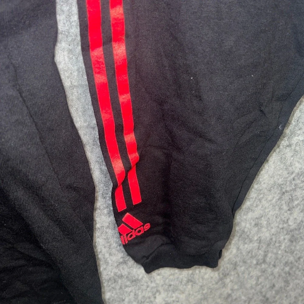 Adidas Wisconsin Badgers Mens Large Black Long Sleeve T-Shirt Graphic Tee Cotton